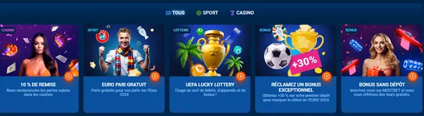 Bonus pour les paris sportifs chez MostBet