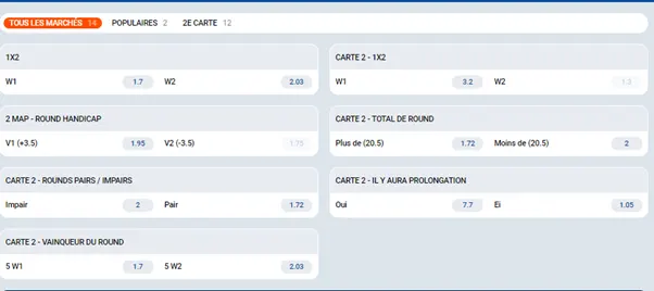 Ligne et peinture pour les sports électroniques chez MostBet